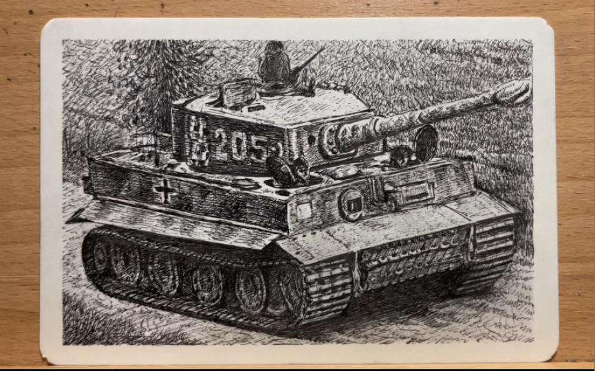 立体虎式坦克绘画，艺术与技术完美融合的表现，立体虎式坦克绘画，艺术与技术之完美融合创作展示